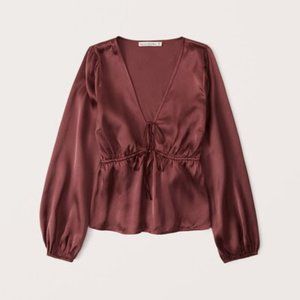 Abercrombie Women's Long-Sleeve Satin Top